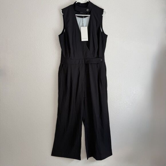 Wildfang Pants - Wildfang The Empower High Waist V-Neck Jumpsuit Black 16 Wide Leg Tailored NWT